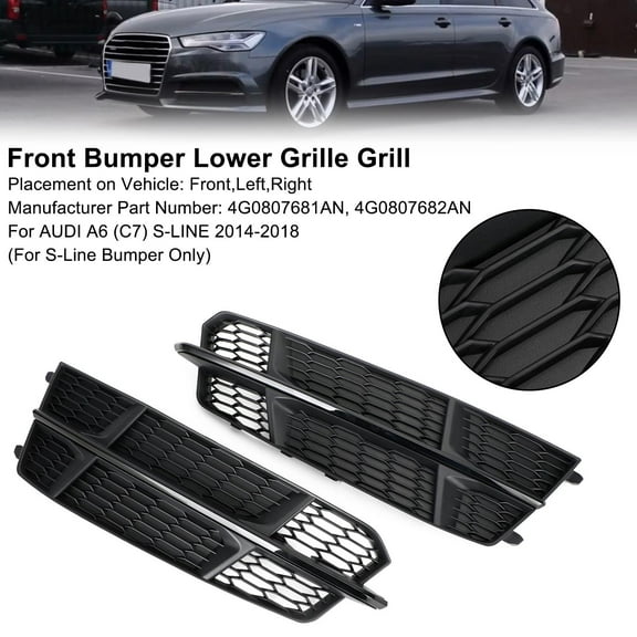 Front Bumper Lower Grille Grill Fit for Audi A6 C7 S-Line 2016-2018 Matt Black