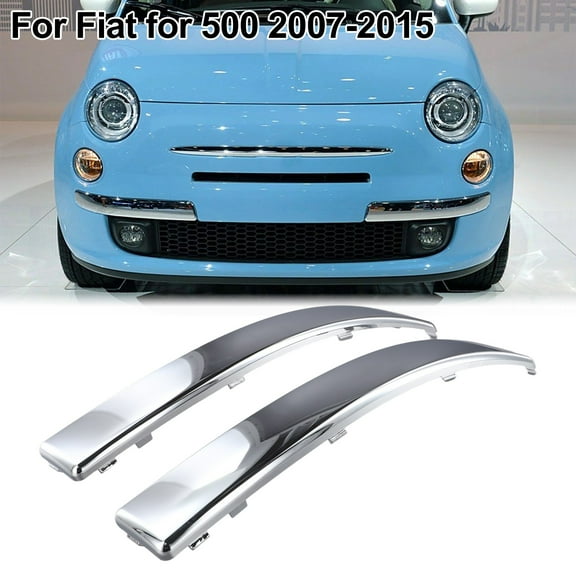 Front Bumper Lower Moulding Chrome Trim for Fiat 500 Hatchback 2007-2015, Plastic Exterior Replacement Fits Left and Right Side, Electroplated Silver Finish Enhances Vehicle Appearance