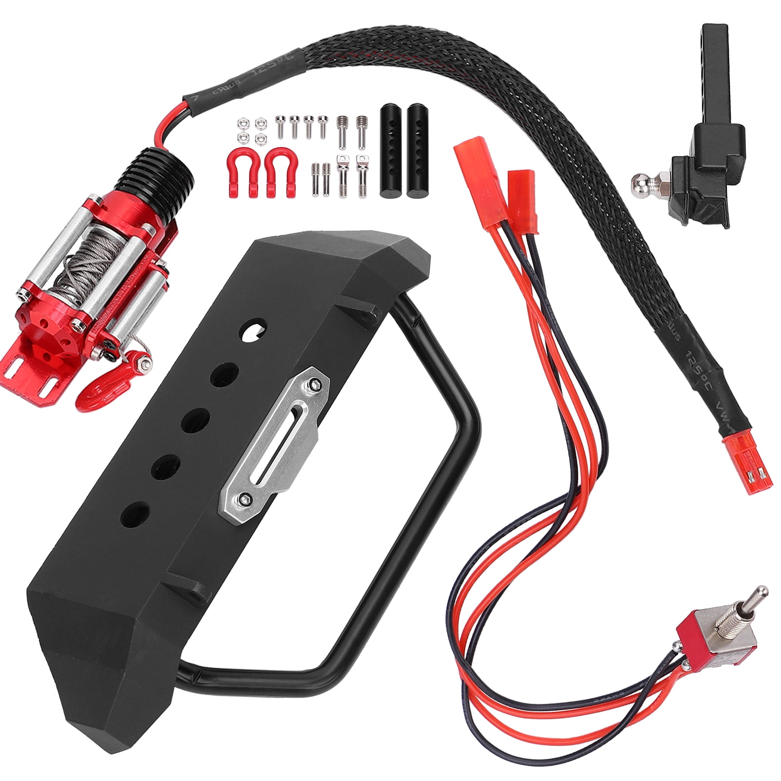 Front Bumper Manual Winch Upgrade Kit Accessory Fit for TRX4/SCX10 1/10