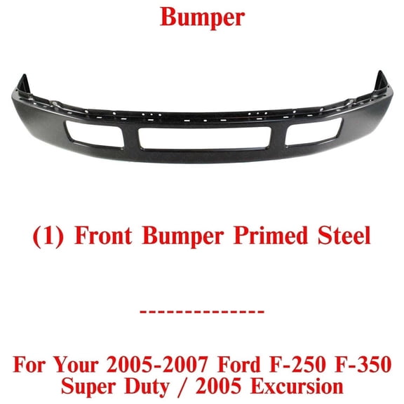 Front Bumper Primed Steel For 05-07 Ford F-250 F-350 Super Duty / 2005 Excursion