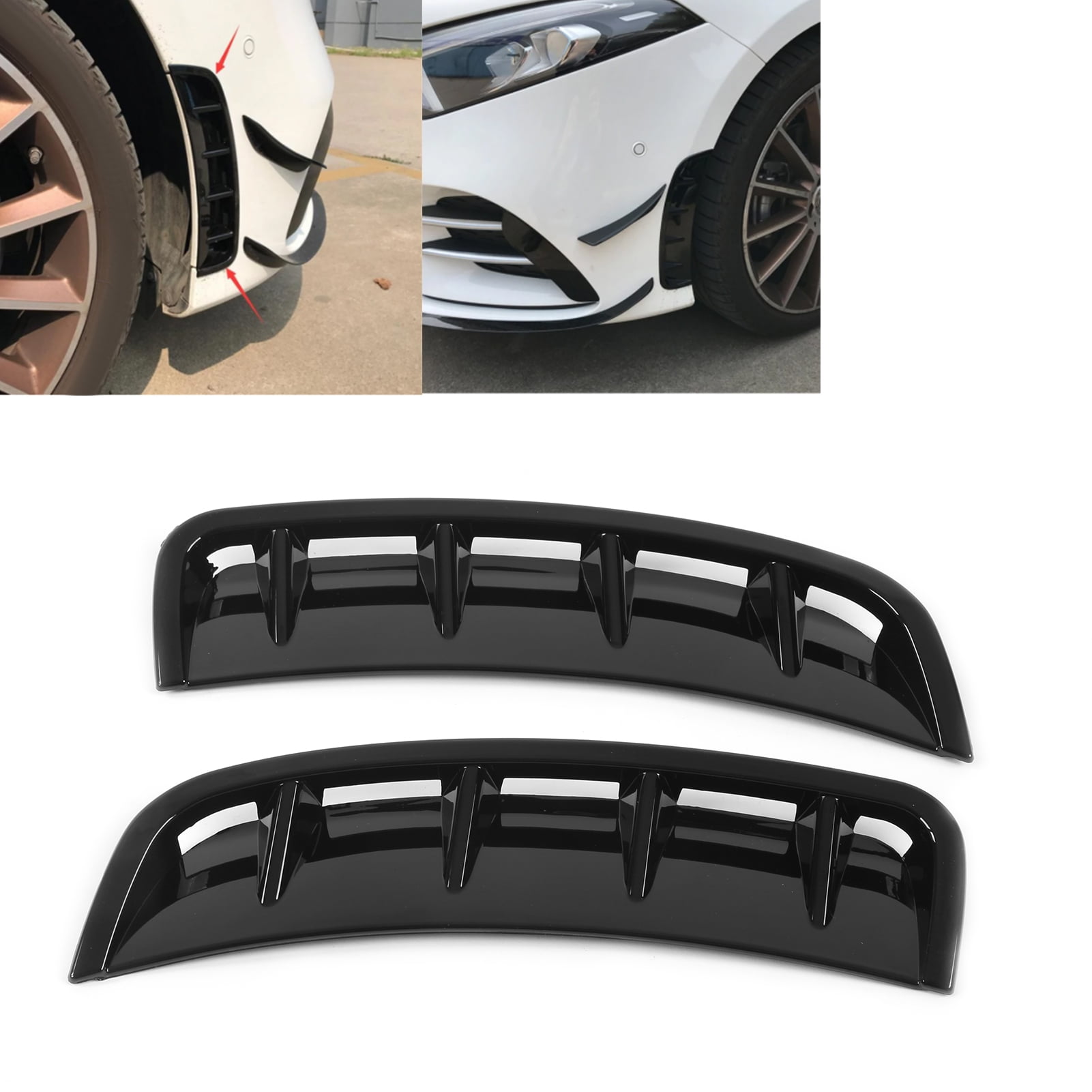 Front Bumper Side Splitter, Black Durable Front Bumper Side Trim Impact For Car