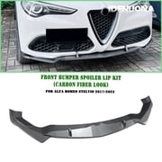 Front Bumper Spoiler Lip For Alfa Romeo Stelvio 2017-2025 Carbon Fiber Look