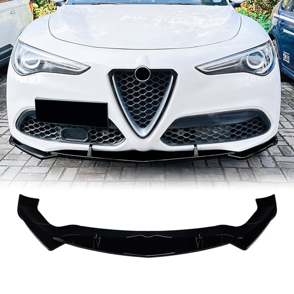 Front Bumper Spoiler Splitter Lip Kit For Alfa Romeo Stelvio 2017-2026 Gloss Black