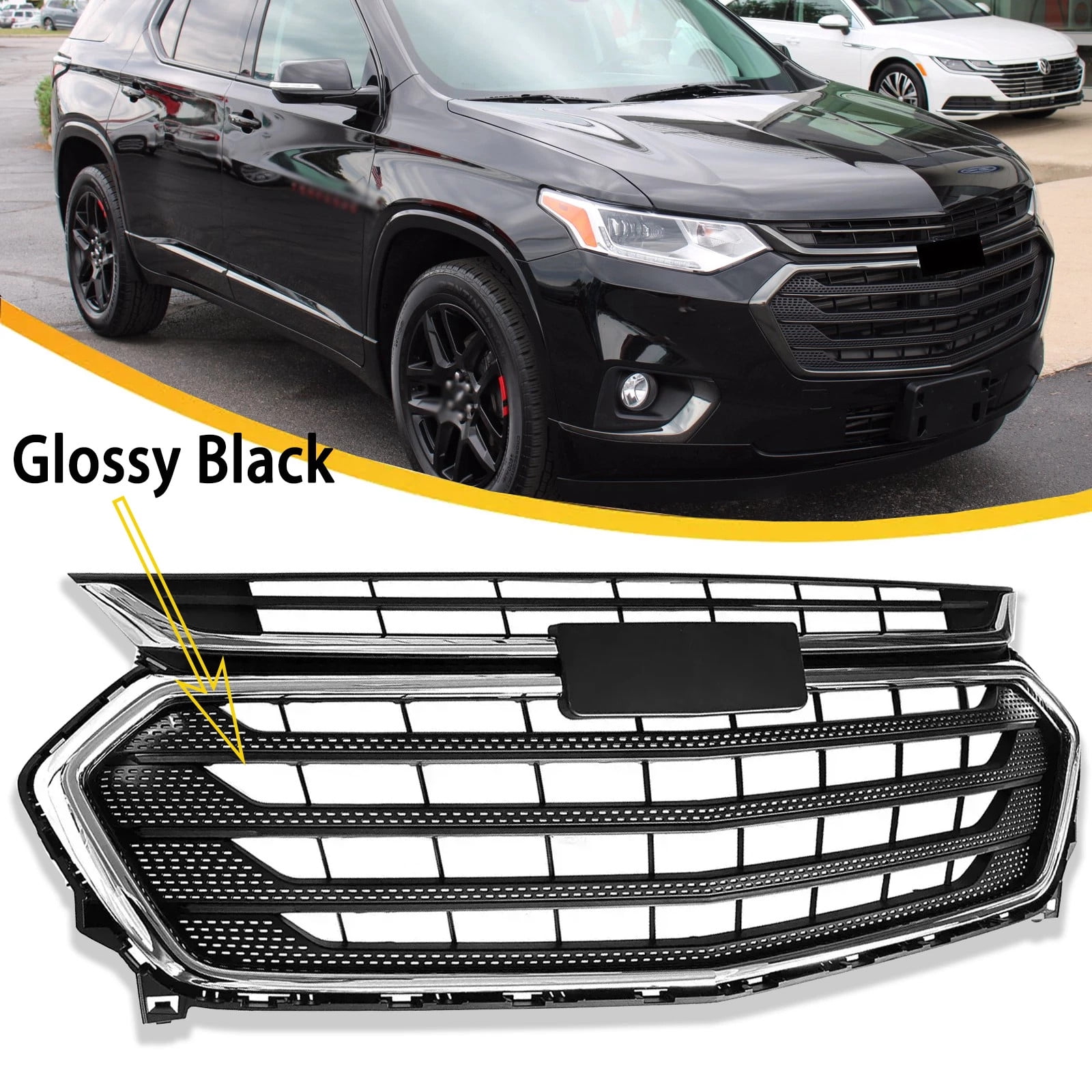 Front Bumper Upper Grille Grill Chrome For Chevrolet Traverse 2018-2021 ...
