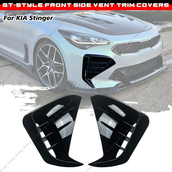 Front Bumper Vent Hole Cover for KIA Stinger 2017-2023, Car Fender Side Vent Grill Blade Trim Cover, Gloss Black