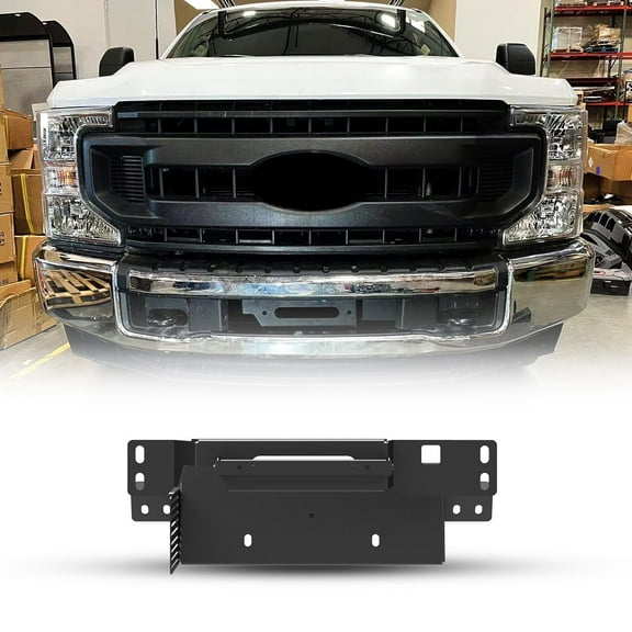 Front Bumper Winch Plate,Fit for 2017-2025 Ford F-250/F-350 (Excluded Diesel Models),Bumper-Mountable Winch Weighing up to 12,000 Pounds,Heavy Duty Steel Black Powder Coating