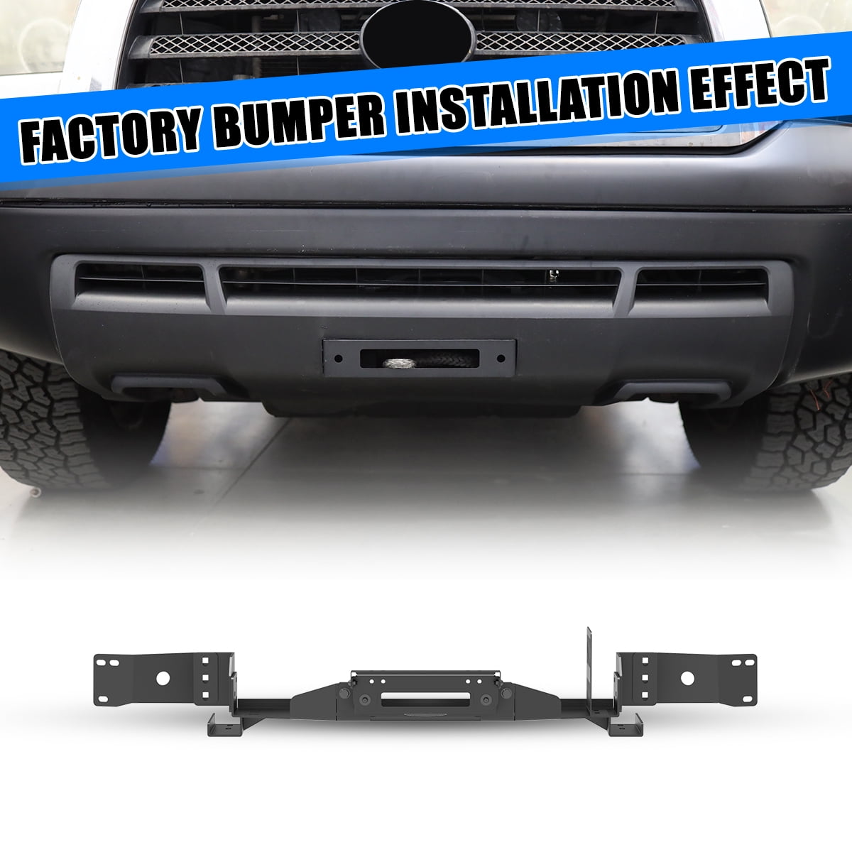 Front Bumper Winch Plate For 2007-2013 Toyota Tundra w/Licence Plate Bracket Accommodate winch weight capacity up to 12,000 pounds