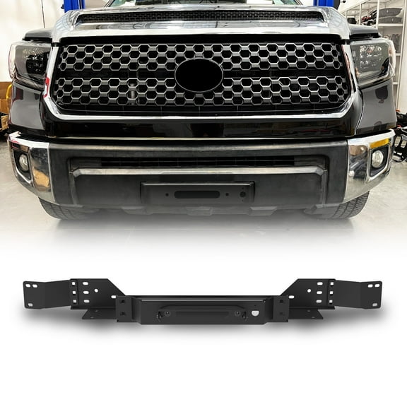 Front Bumper Winch Plate For 2014-2021 Toyota Tundra w/Flip-up Licence Plate Mounting Bracket