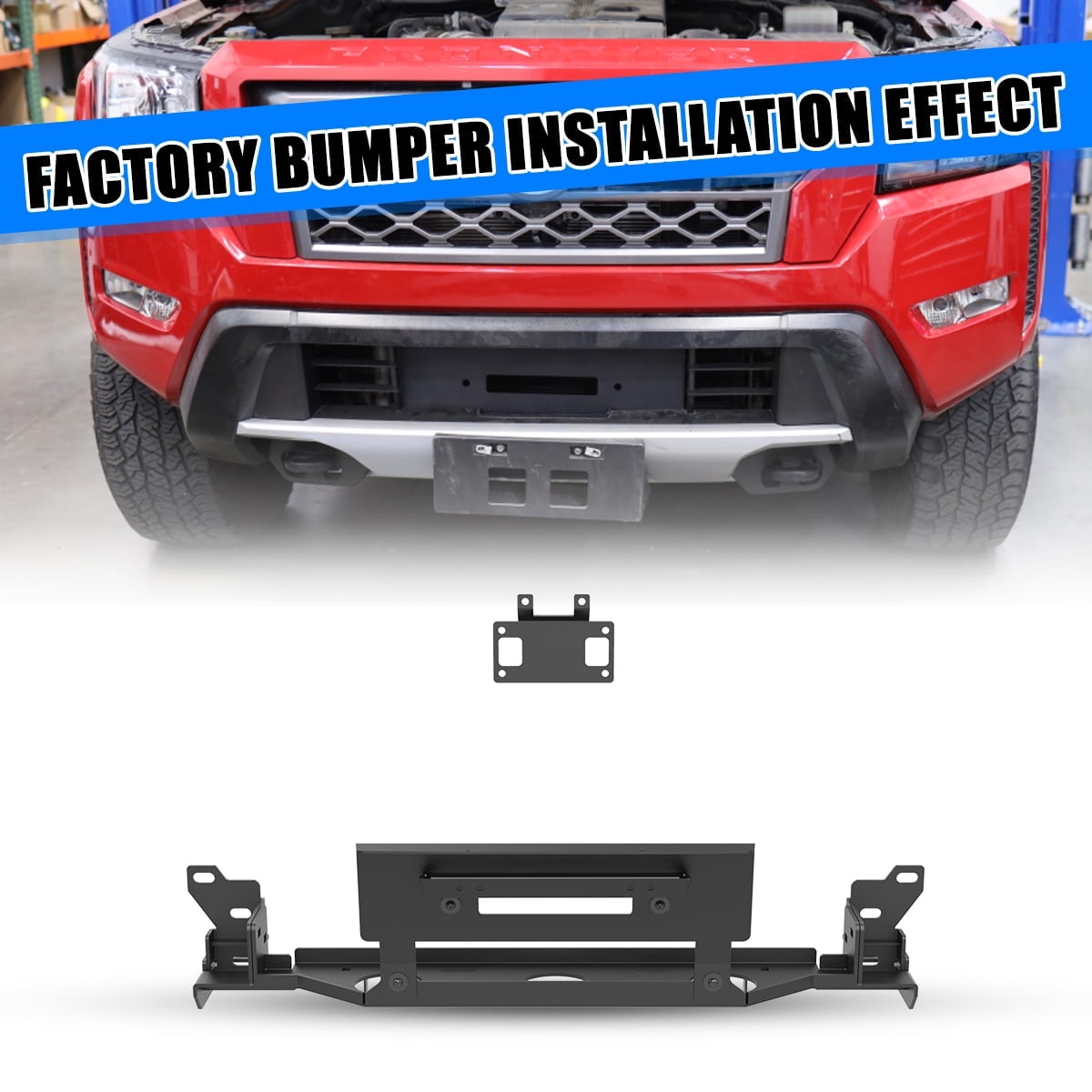 Heavy Duty Steel Front Bumper Winch Plate Fit for Nissan Frontier 2022 2023 2024,w/Licence Plate Bracket,Black Powder Coated