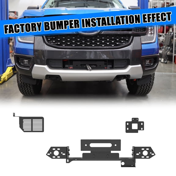 Front Bumper Winch Plate for 2024-2026 Ford Ranger,Heavy Duty Steel,Black Powder Coated
