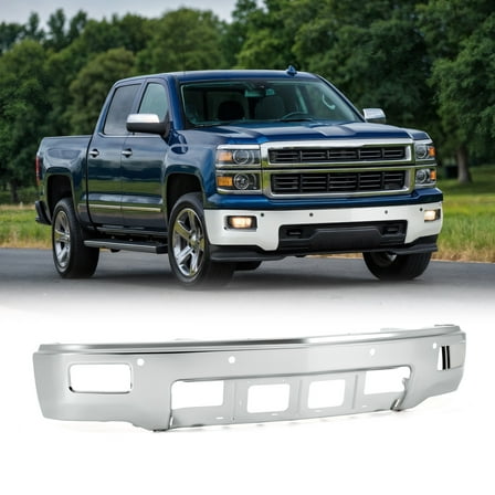 Front Bumper for 14-15 Chevy Silverado 1500 w Fog & Parking Holes Chrome