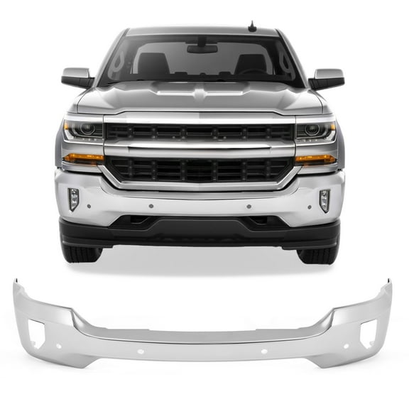 Front Bumper for 16-18 Chevy Silverado 1500 w Fog & Parking Holes Chrome