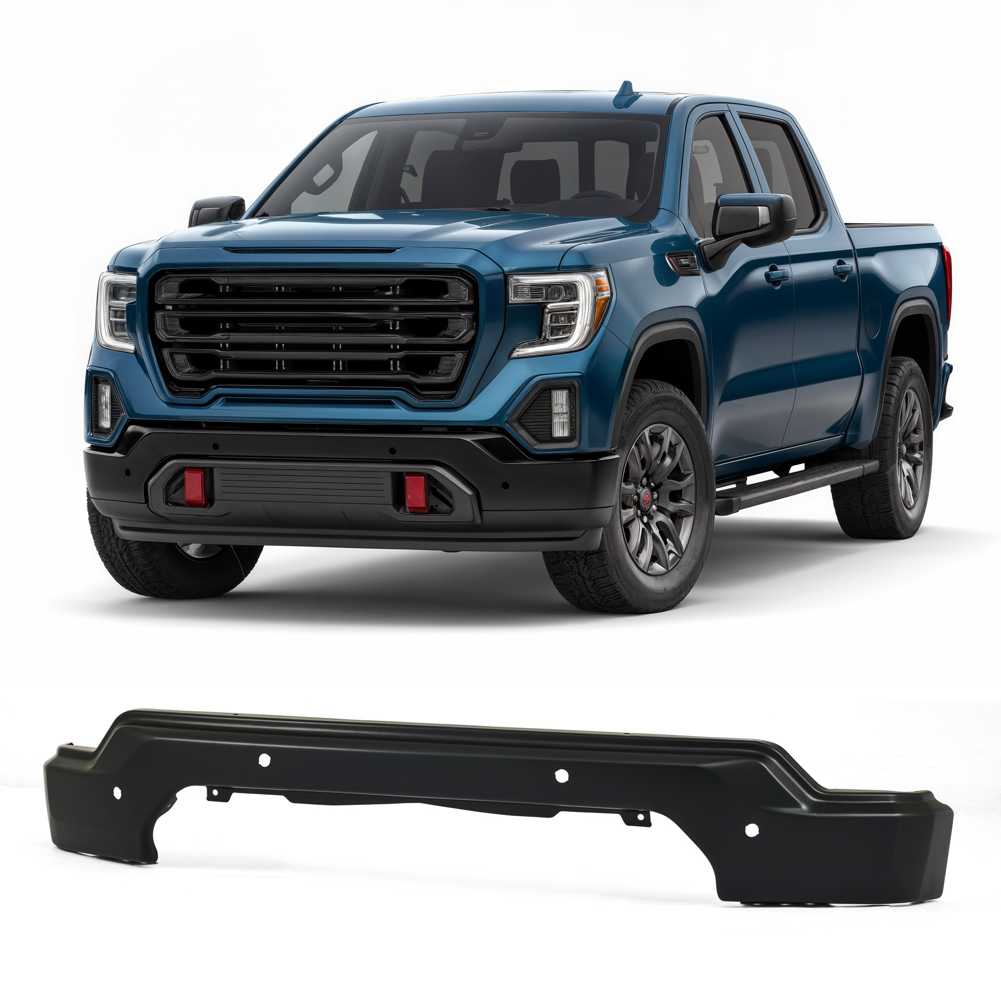 Front Bumper for 19-21 GMC Sierra 1500 with Parking Sensor Holes Black