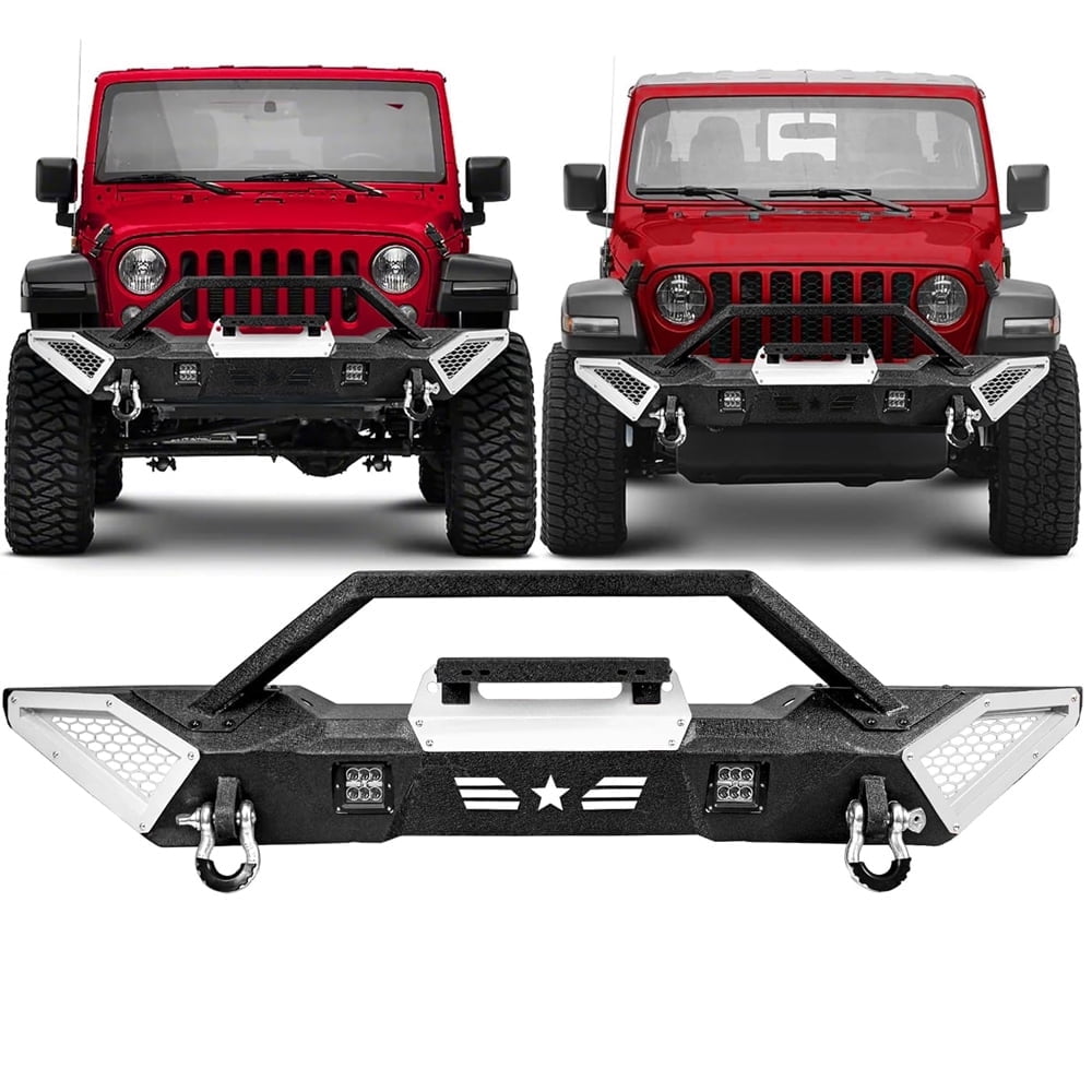 Front Bumper for 2007-2025 Jeep Wrangler JK JL Unlimited w/ LED Lights ...