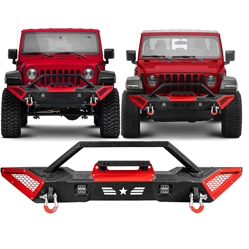 Front Bumper for 2018-2025 Jeep Wrangler JL Unlimited w/ Led Light D ...