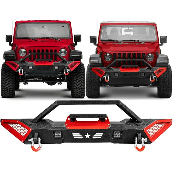 Front Bumper for 2018-2025 Jeep Wrangler JL Unlimited w/ Led Light D-Rings