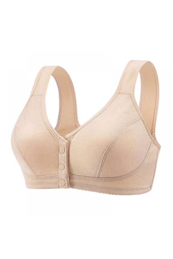 Front Button Breathable Skin Friendly Cotton Bra, Front-Closure Farasncred Bra,Push Up U-Shaped Back Bras