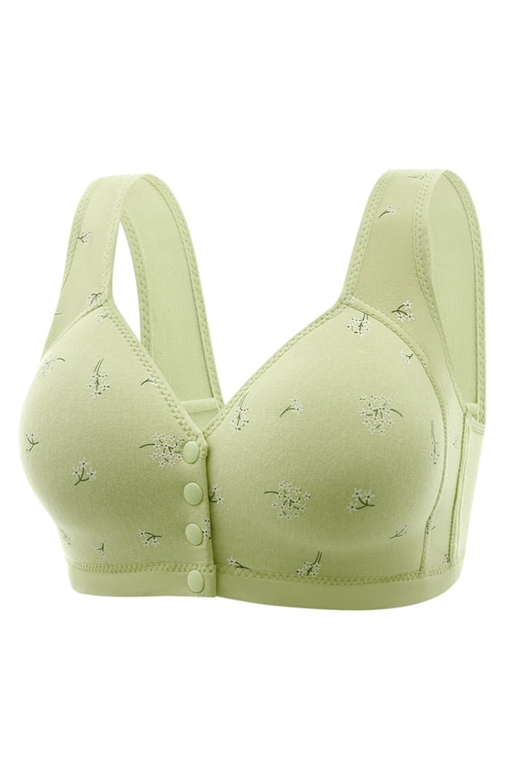 Front Button Vest Mom Middle And Elderly Large Size Thin No Steel Ring Drawstring Bra Full Cup Bra Text Bra