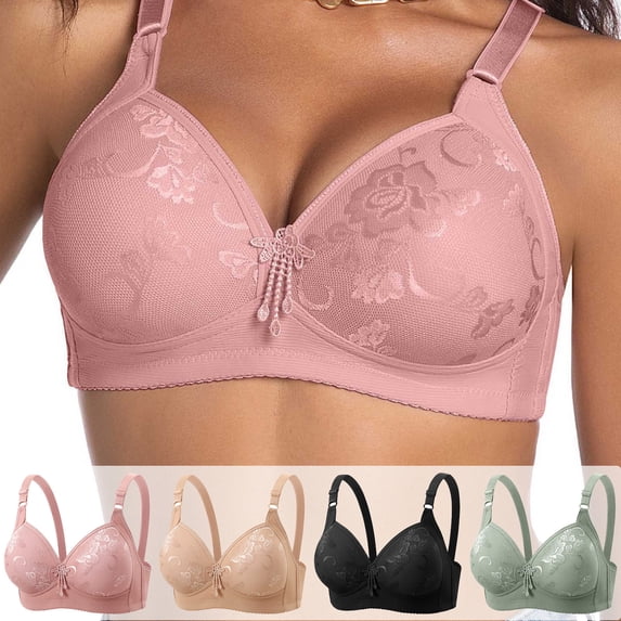 Front Button Wireless Bra for Women Full Bust Support No Underwire Comfort Fit Adjustable Shoulder Straps Daily Wear Lingerie