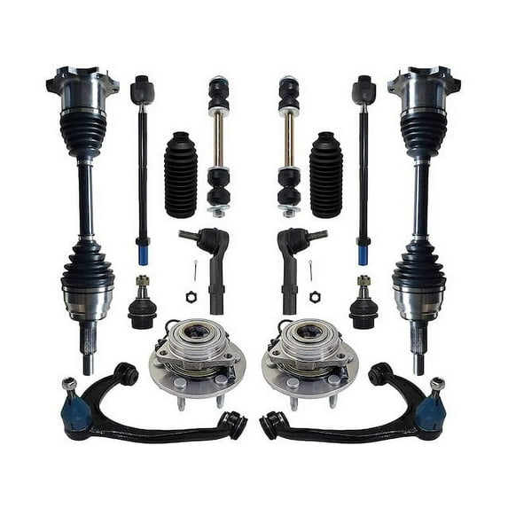 Front CV Axle Control Arm Ball Joint Sway Bar Link and Wheel Hub Bearing Tie Rod End Kit - 16-Piece - Compatible with 2007 - 2013 Chevy Silverado 1500 2008 2009 2010 2011 2012
