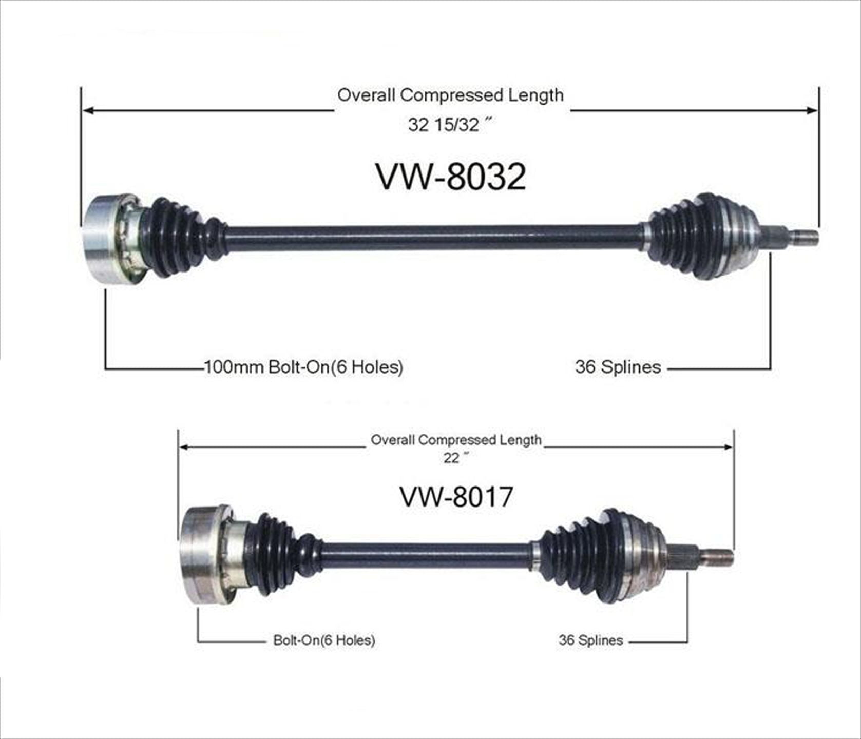 Front CV Axles for VW Golf 0005 2.0L Base W Steel Wheels & Manual