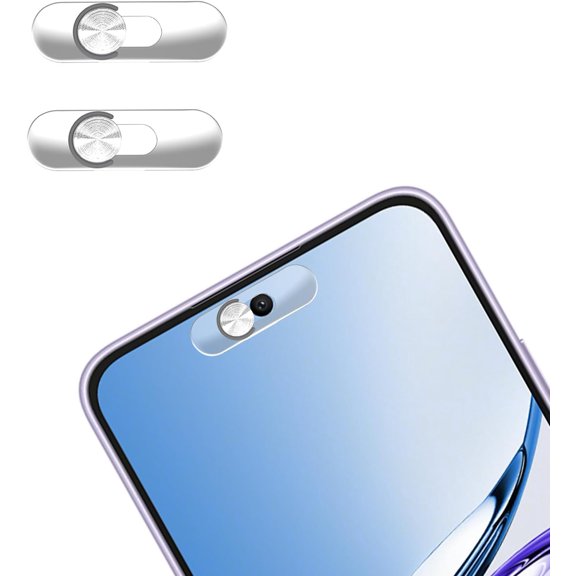 Front Camera Cover,Smartphones Webcam Cover Protect Privacy, Camera Privacy Covers Compatible for Galaxy, Pixel & iPad, Android Privacy Protection Slide, 2 Pack-Silver