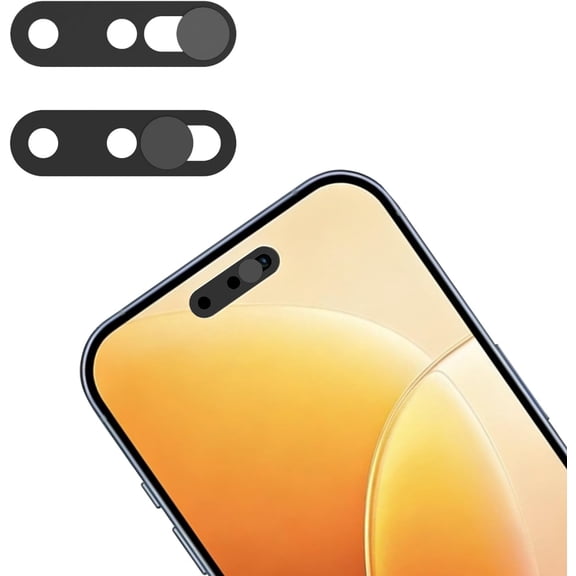Front Camera Privacy Cover Compatible for iPhone 17/17Air/17 Pro/17 Pro Pro Max, [2 Pack] Anti-Spy Lens Protector, Webcam Slide Cover, Adhesive Camera Protector for Privacy & Security (Black)