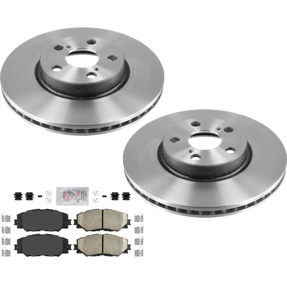 Front Carbon Rotors & AmeriPLATINUM Pads For Toyota Corolla 09-19 W/ Rear Drums