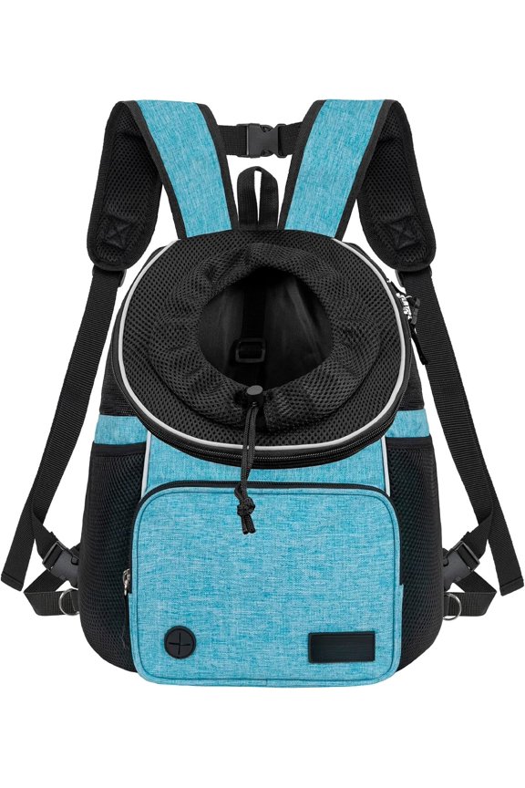 Front Carrier Backpack for Dogs and Cats, Adjustable Ventilated Pet Chest Carrier for Hiking Camping Travel, Small Medium Puppy Large Carrying Bag, Max 10 lbs, Teal Blue