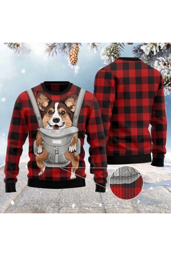 Front Carrier Dog Pembroke Welsh Corgi Christmas Sweater, Dog Christmas Sweater, Dog Sweaters