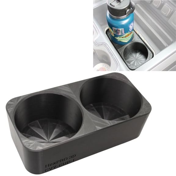 Front Center Console Cup Holder Insert for 2014-2019 Chevy Silverado & GMC Sierra 1500/2500/3500, Large Water Bottles, 32oz Bottles, by HexPro3D