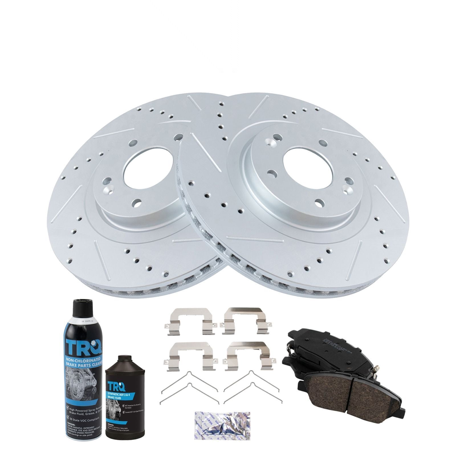 Front Ceramic Brake Pad & Ceramic Rotor Kit with DOT 3/4 Brake Fluid ...