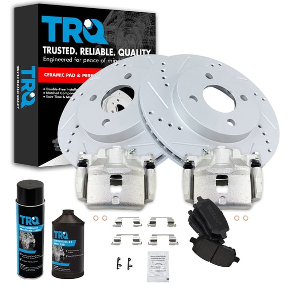 Front Ceramic Brake Pad, Performance Rotor & Caliper Kit w/ Chemicals for Chevy BKA22019 Fits select: 2005-2010 CHEVROLET COBALT, 2003-2007 SATURN ION