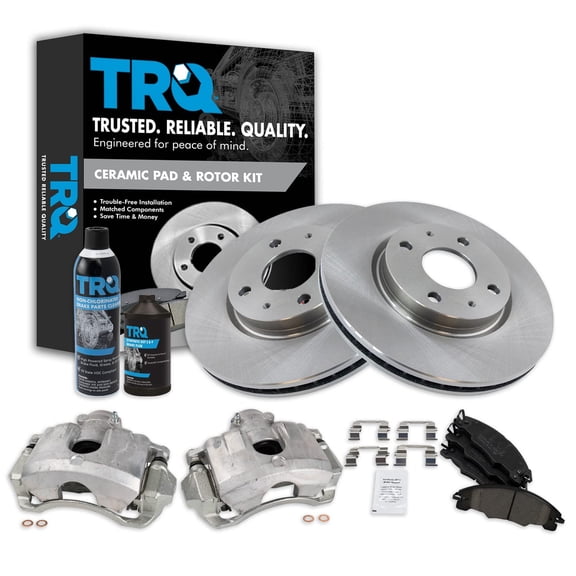 Front Ceramic Brake Pad, Rotor & Caliper Kit w/ Chemicals for Ford BKA20688