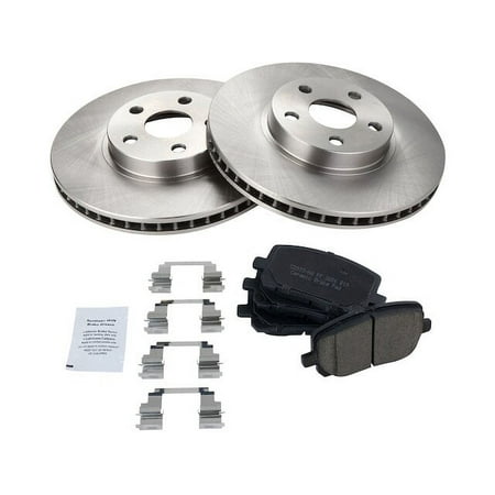 Front Ceramic Brake Pad and Rotor Kit - 5 Lug - Compatible with 2003 - 2008 Toyota Corolla 2004 2005 2006 2007