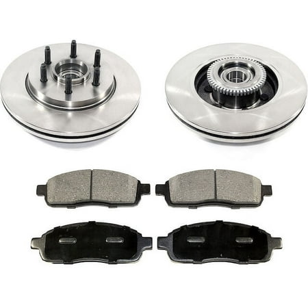Front Ceramic Brake Pad and Rotor Kit with Hub Bearing - Compatible with 2004 - 2008 Ford F150 RWD (6-Lug) 2005 2006 2007