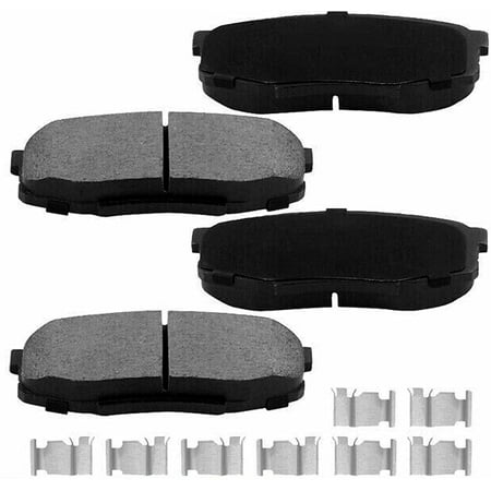 Front Ceramic Brake Pads w/Hardware Kits Fits for Buick Allure Lacrosse Lucerne, Cadillac DTS, Chevrolet Impala Limited Monte Carolo-Low Dust Brake Pad-4 Pack