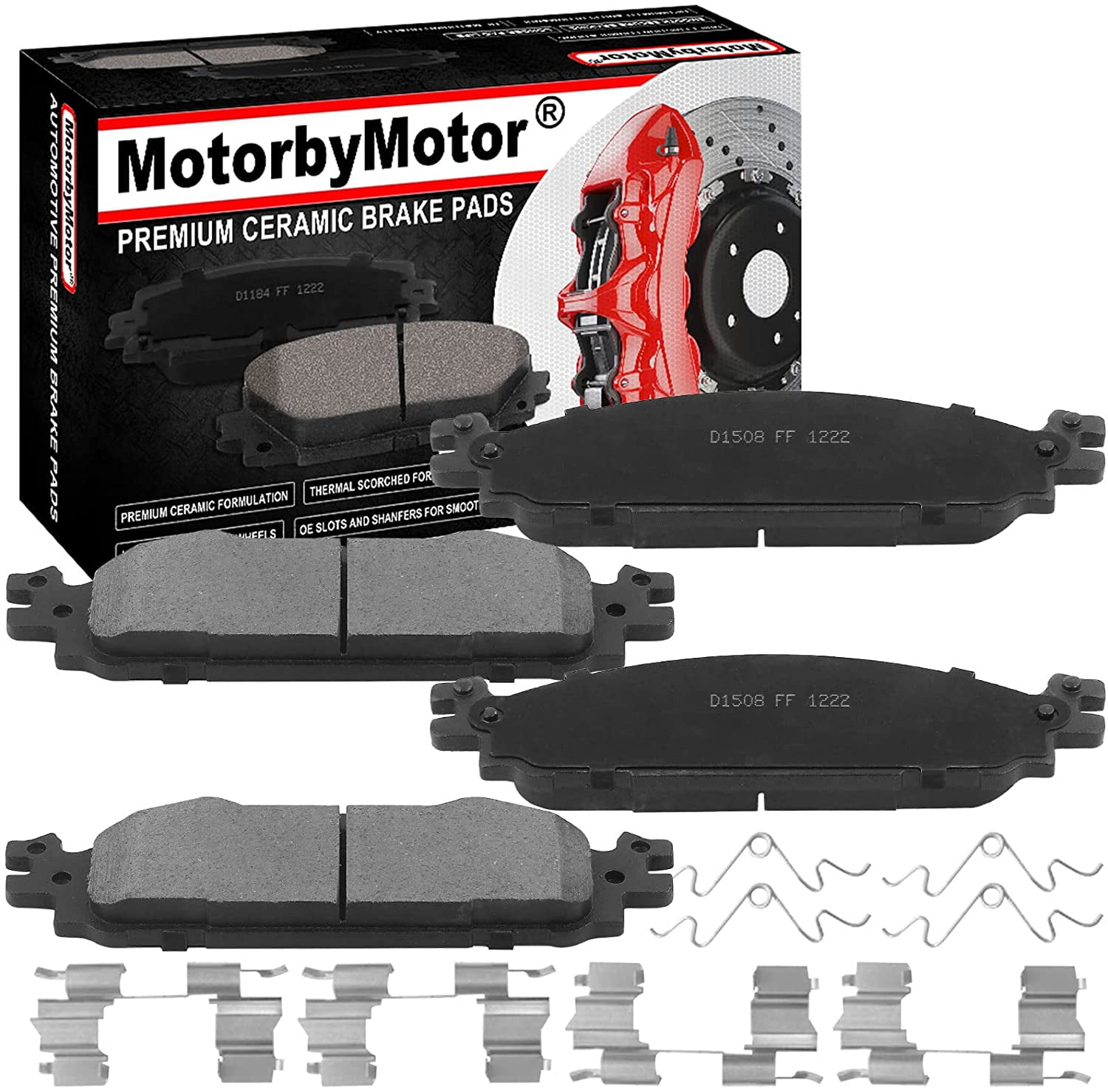Front Ceramic Brake Pads w/Hardware Kits Fits for Ford Explorer Flex