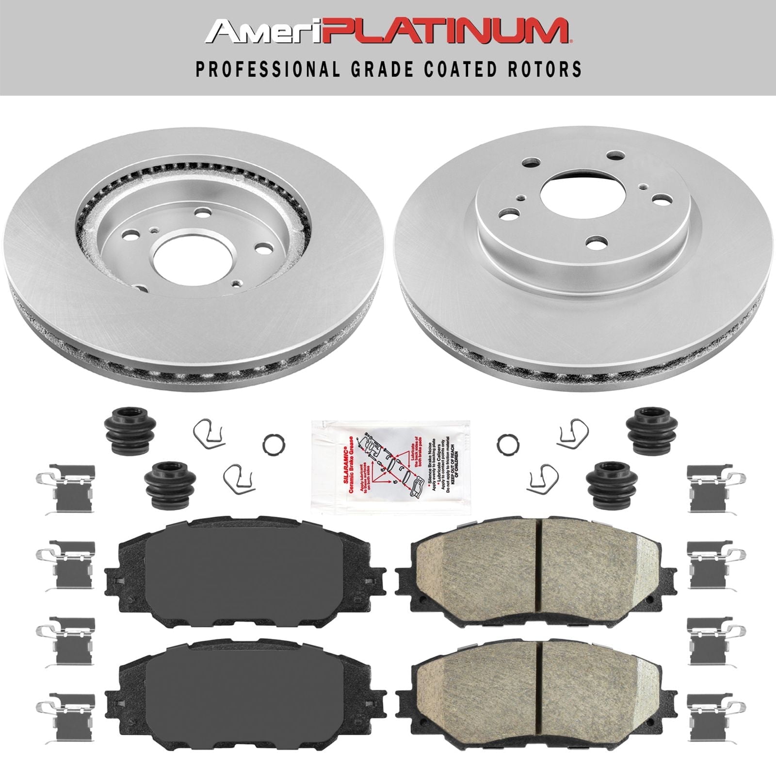 Front Ceramic Brakes & Coated Rotors FOR Toyota Rav4 PirusV Scion XB ...