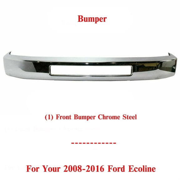 Front Chrome Bumper Steel Face Bar Replacement for 2008 - 2016 Ford Econoline