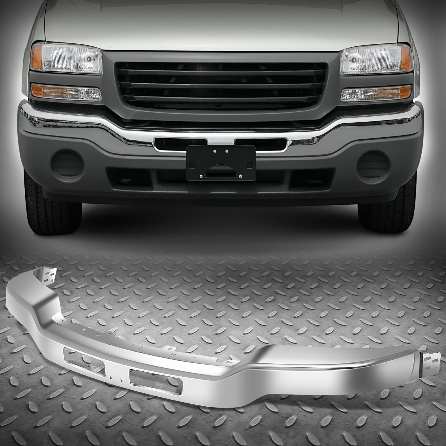 Front Chrome Steel Bumper Face Impact Bar For 03-07 GMC Sierra 1500 w ...
