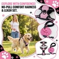 thumbnail image 1 of Front Clip Harness Dog, Adjustable Dog Harness, Dog Leash and Harness Set, Heavy Duty Straps, Reflective Threading, Pink, Large, 1 Set, Daily Walking (172 Chars), 1 of 6