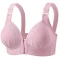 thumbnail image 1 of Front Close Bra for Women No Underwire Comfy No Steel Plus Size Push Up Everyday Bra, Pink 46, 1 of 2