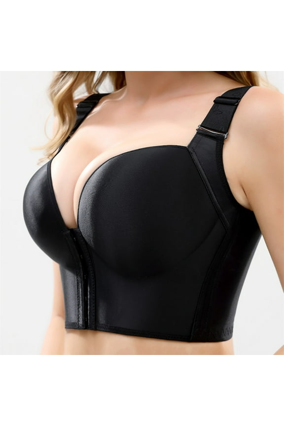 Front Close Bras for Women Wirefree Push up Bra Smooth Back Seamless Cup Push-up Adjustable Bra With Front Buckle Adjustable Seamless Self Shaping and Plasticity Bra for Women