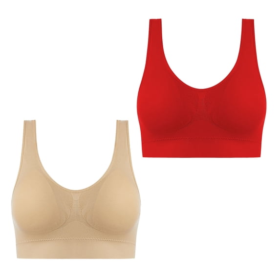 Front Close Bras for Women Back-Smoothing Bra Feature V-Neck Nursing Bra Style W-1777 Red M