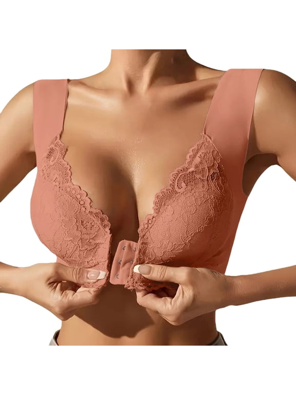 Front Close Bras for Women No Underwire Front Close Bra Breathable Bras Postpartum Nursing Bra Wireless Front Closure Bra Wide Back Bras for Women