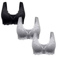 thumbnail image 1 of Front Close Sports Bra Wireless Post-Surgery Bra Active Yoga Sports Bras Floral Lace Nursing Sleep Bra Pack of 3, 1 of 6