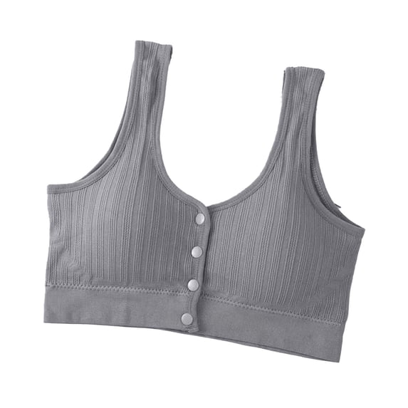 Front Close Wireless Bras For Women No Underwire Comfortable Convenient Seamless Supportive Mastectomy Bralettes (Free Size, Gray)