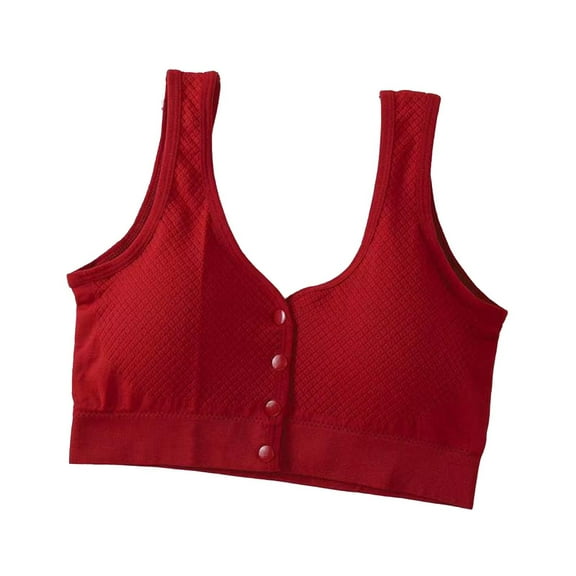 Front Close Wireless Bras For Women No Underwire Comfortable Convenient Seamless Supportive Mastectomy Bralettes (Free Size, Red)