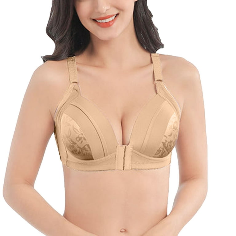 Front Closure Bra Breathable Skin Friendly Cotton Bra, Comfort Wireless  Front Closure Soft Bra for Womens Plus Size Push Up Bra